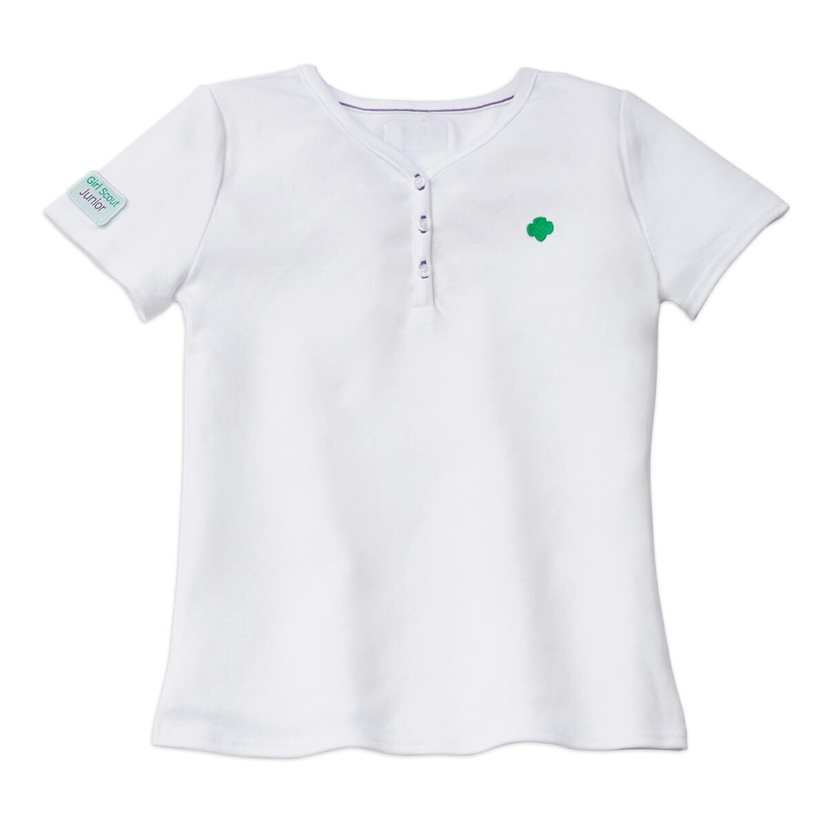 GIRLS SS HENLEY WHITE BROWNIE MED